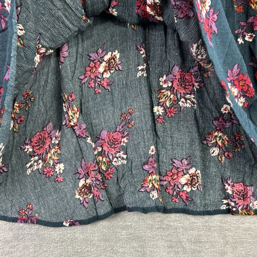 Free People Dress Women's Small Retro Floral Teal Swing Tunic Cottage Western‎